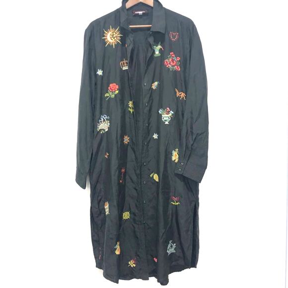 Johnny Was Women's Alexandria Embroidered Relaxed Silk Shirt Size L - Picture 3 of 10